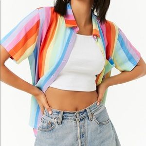 RAINBOW striped button down shirt